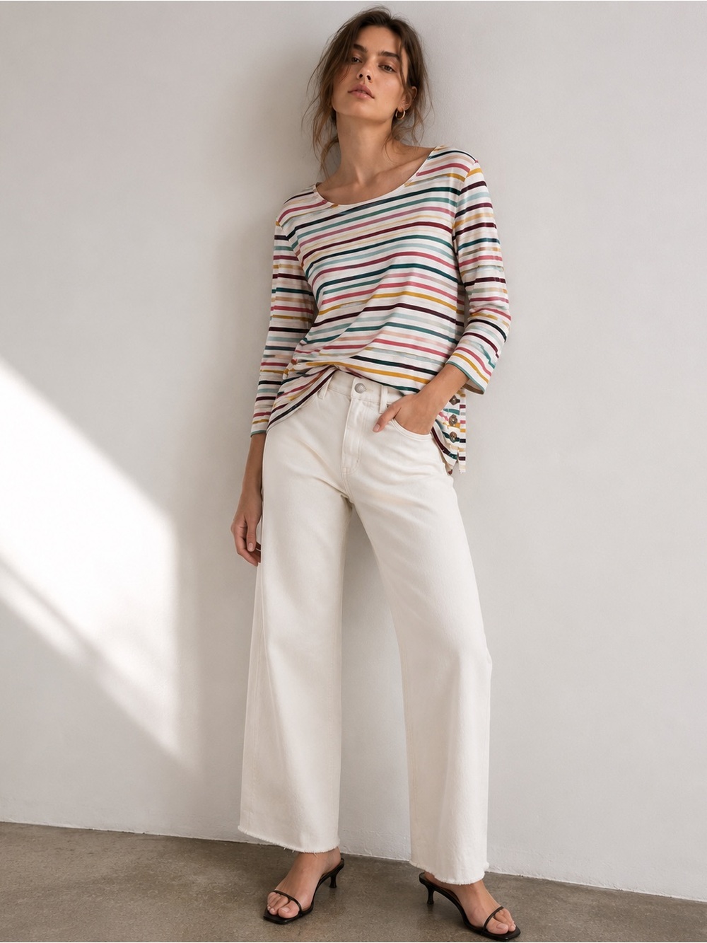 St. John’s Bay Multicolor Striped 3/4 Sleeve Top - XL